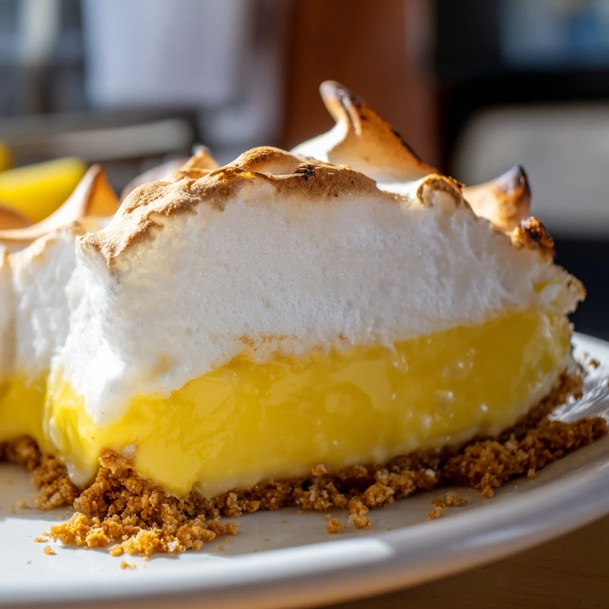 Real lemon pie recipe showing bright tangy filling in a buttery graham crust