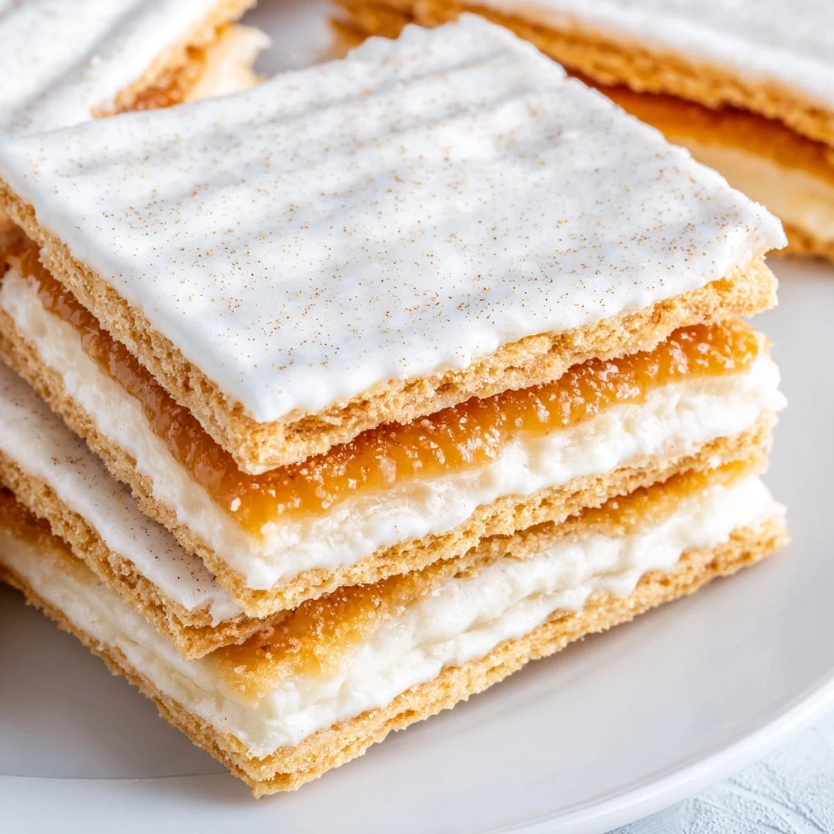 Crunchy saltine crackers coated in churro saltine white toffee with melted white chocolate drizzle