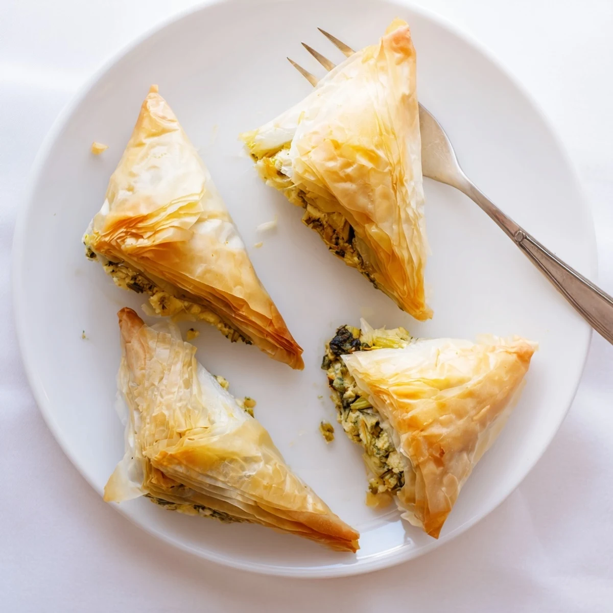 Golden artichoke and Graviera filo puffs fresh from the oven with crispy layers