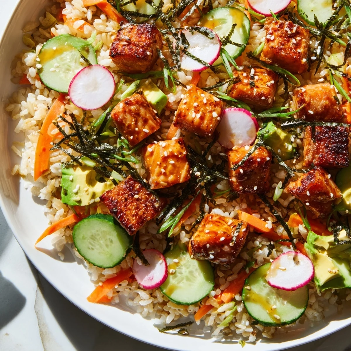 Crispy Salmon Rice Salad