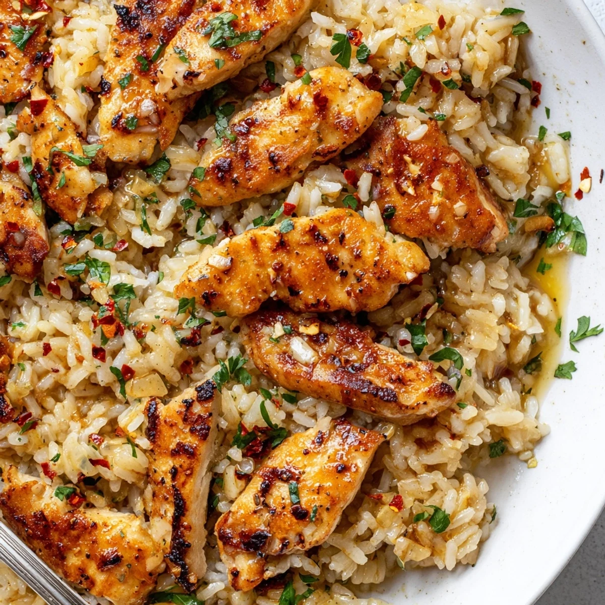 Chicken Scampi with Parmesan Rice