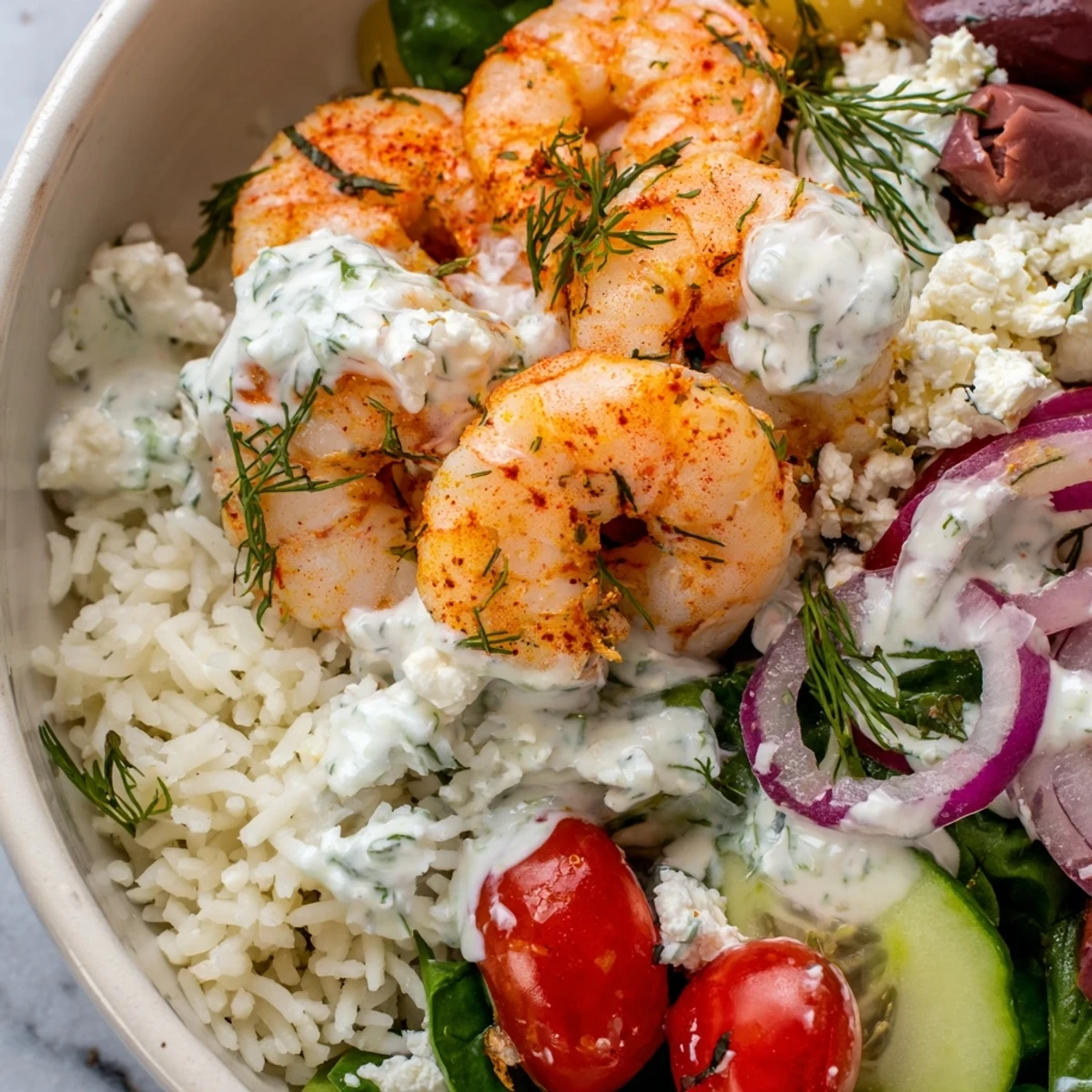 Greek Shrimp Mediterranean Bowl