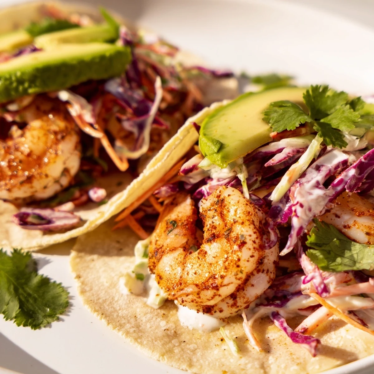 Spicy Shrimp Tacos Garlic Cilantro