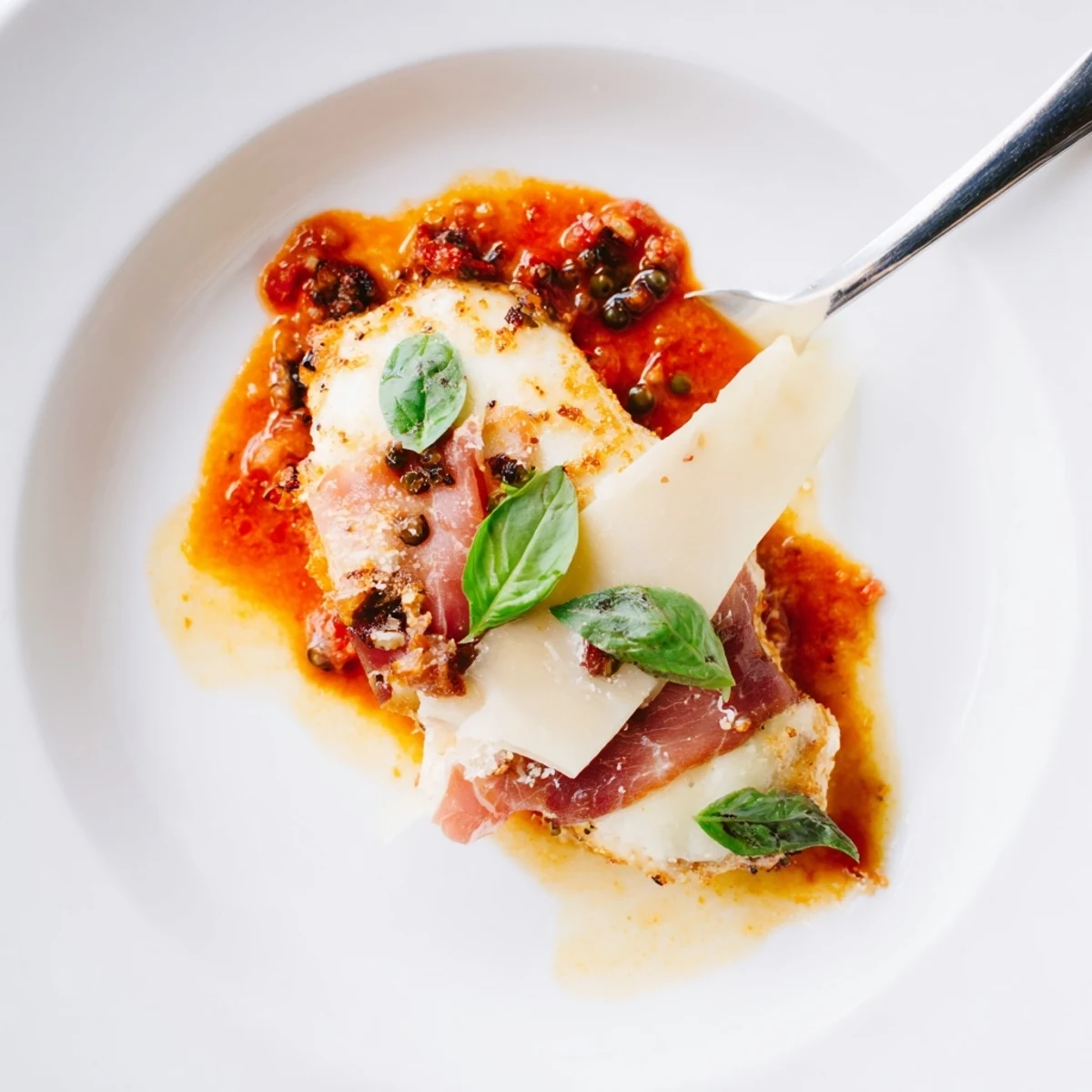 Tender Chicken Valdostana bubbling with Fontina cheese and herbs in a rustic skillet