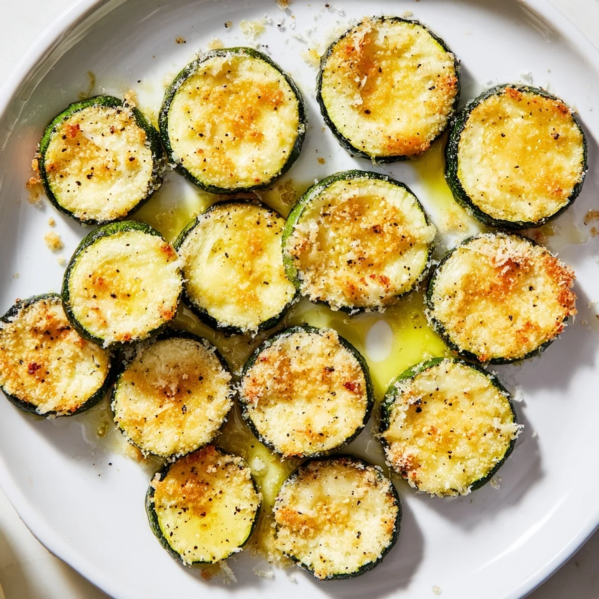Tender roasted zucchini topped with bubbly Parmesan cheese and bright citrus seasoning.
