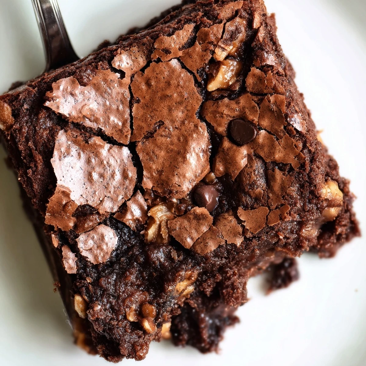 Warm ultimate brownies served on a plate with vanilla ice cream