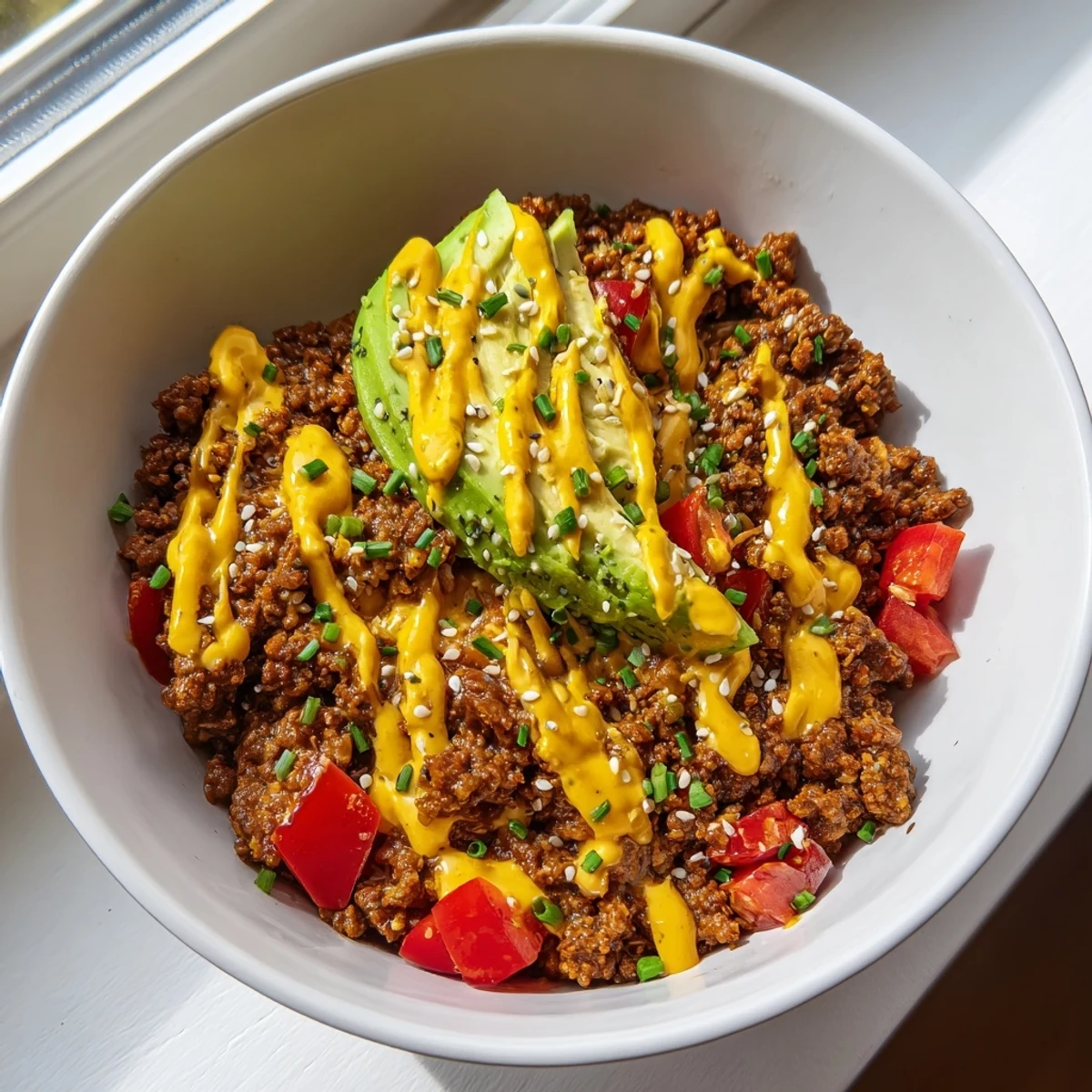 Sizzling ground beef topped with crisp lettuce, ripe avocado, and tangy burger sauce